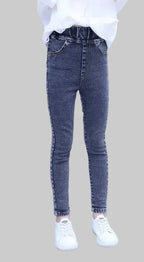 Girls Straight Jeans - Fashion Pencil Pants for Kids (5-14 Years)