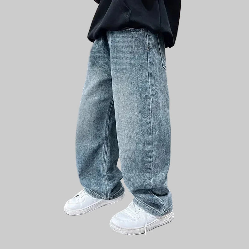 Boys Denim Jeans - Cotton Loose Fit Elastic Waist Trousers
