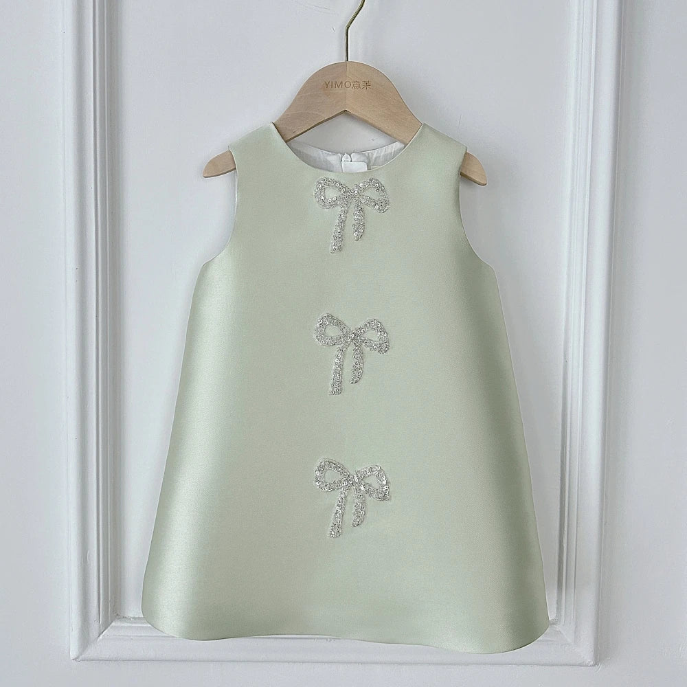 Sweet Elegant Beaded Bow Dress - Kidnor