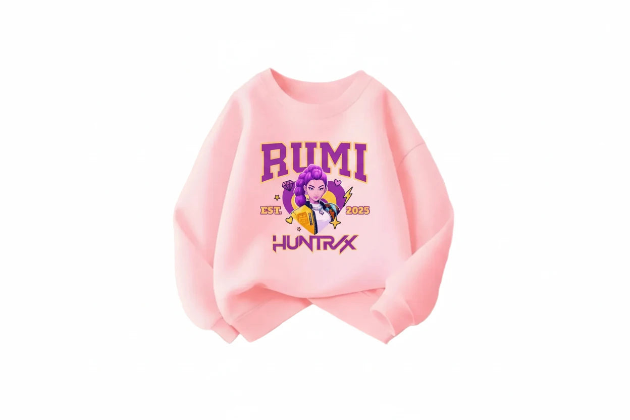 Girls' K-Pop Cartoon Sweatshirt - Long Sleeve Pullover Ages 0-10