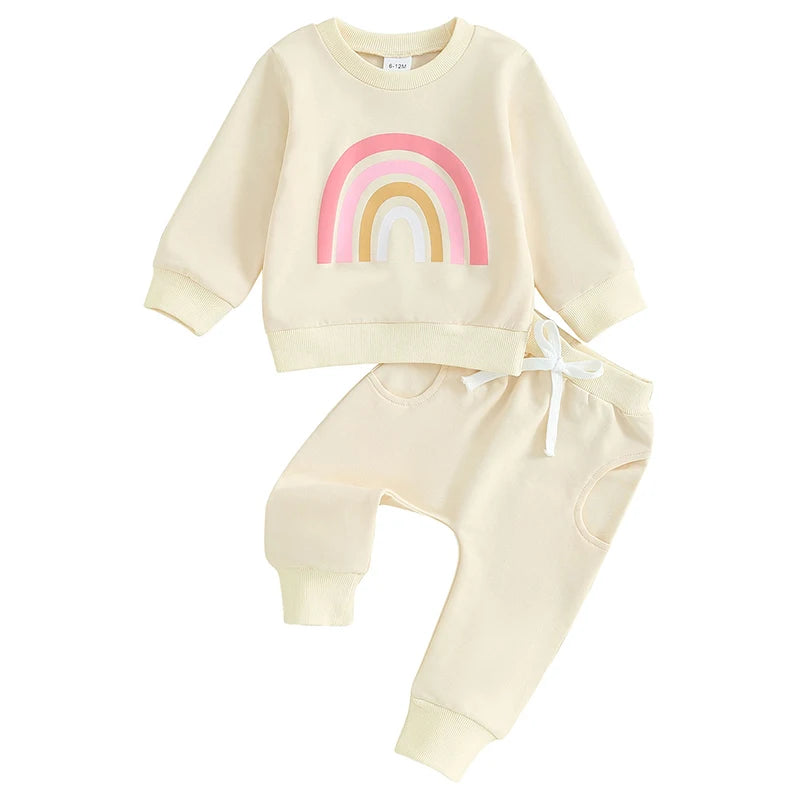Baby Rainbow Sweater & Pants Set - Oversized Fall Winter Outfit (3M-3Y)