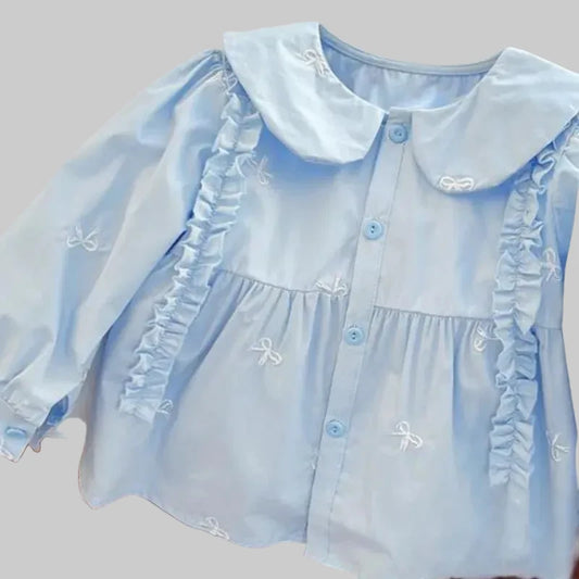 Peachy Beat Girls' Cotton Blouse - Casual Woolen, Ages 3-12 - Kidnor