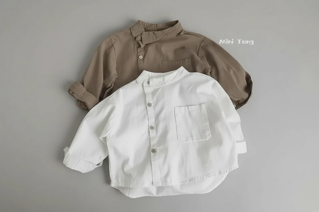 Boys Cotton Shirt Jacket - White Spring  Outwear for Kids