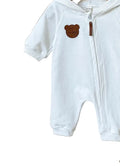 Baby Hooded Zipper Jumpsuit - Solid Color Autumn Bodysuit
