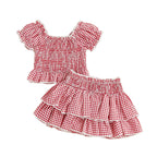 Girls' Plaid Ruffled Top & Skirt Set - 2-Piece Outfit Ages 1-5