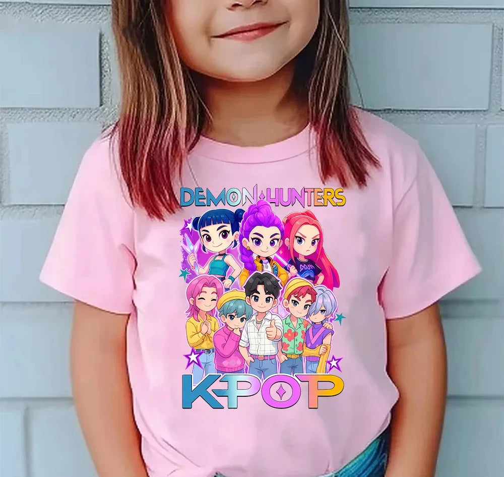K-pop Girl Group T-Shirt - 100% Cotton Summer Tee for Kids