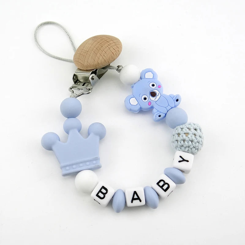 New Handmade Free Personalized Name Pacifier Clips Cute Pacifier Chains Holder Chupetero Personalizado Silicona Baby Shower Gift