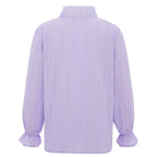Girls' Korean Style Ruffle Collar Shirt - White Long Sleeve Top