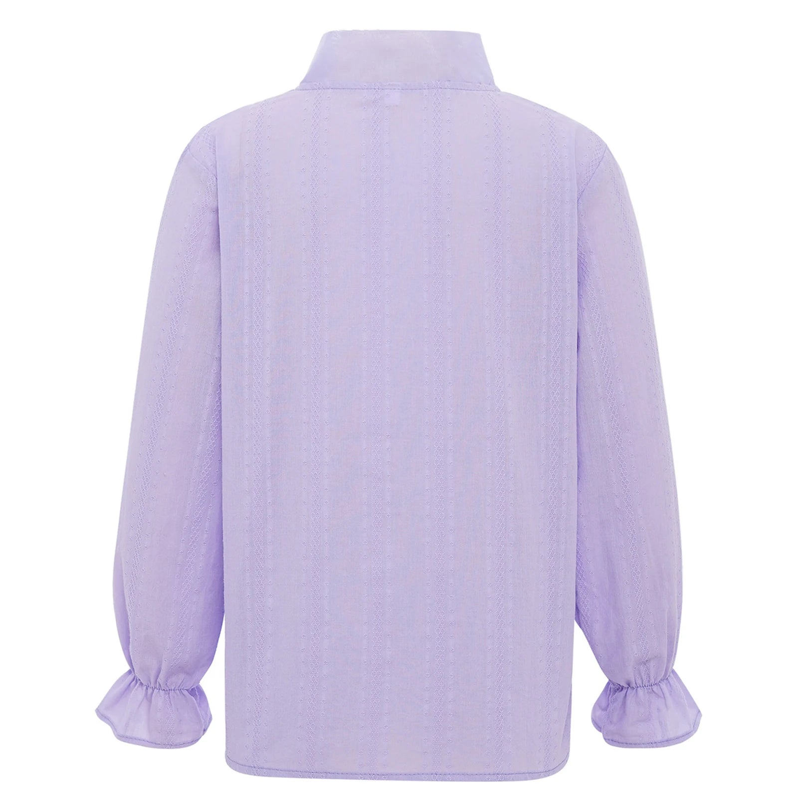 Girls' Korean Style Ruffle Collar Shirt - White Long Sleeve Top