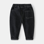 Casual Style Straight Leg Monochrome Mid Waist Childrens Pants - Kidnor