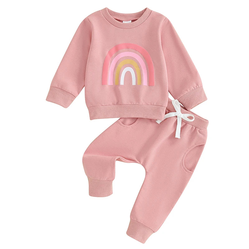 Baby Rainbow Sweater & Pants Set - Oversized Fall Winter Outfit (3M-3Y)