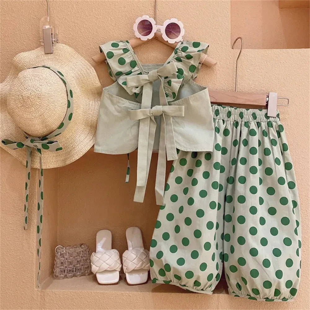Bear Leader Girls Clothing Sets 2025 Summer Kids Clothes Floral Chiffon Halter+Embroidered Shorts Straw Children Clothing