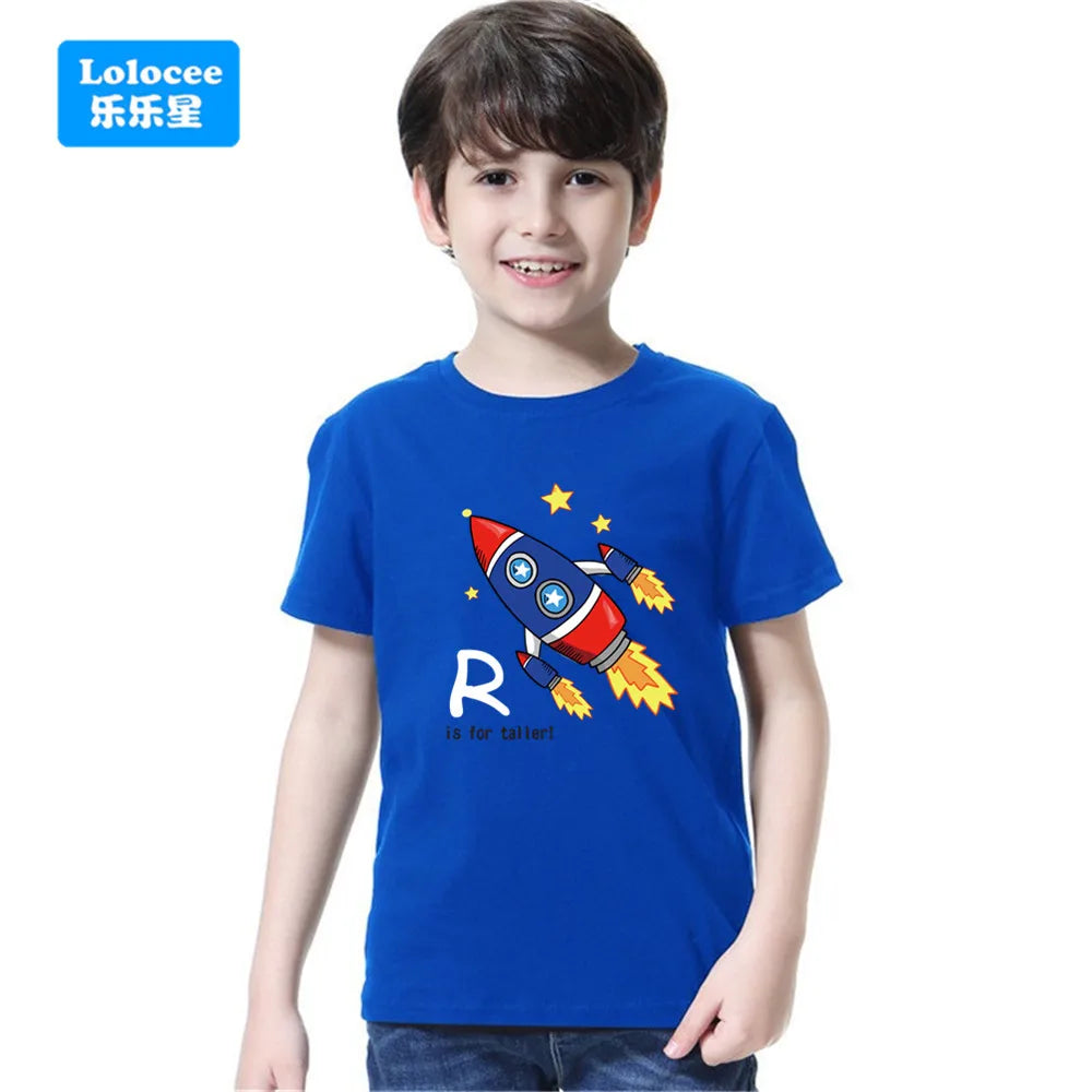 Summer Boys' T-shirt Cotton Casual Funny Astronaut - Kidnor