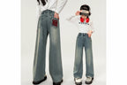 Girls Wide Leg Jeans - Loose Fit Casual Denim Pants