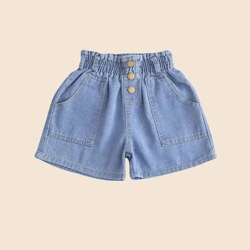 Girls' Denim Shorts - Cotton Elastic Waist Summer Jeans Ages 3-9