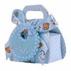 50Pcs Baby Celebration Candy Box DIY Baby Shower Party Gift Box Beautifully With Bib Tag And Ribbon Gift Packaging Box