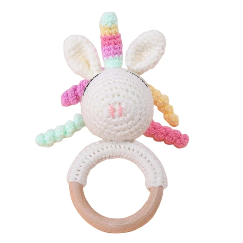 Newborn Gift Set 1 Pack Baby Rattle Toy/3pcs/set Pacifier Clip with Crochet Teether Suitable for 0-12 months Babies Dropship