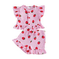 Baby Girls Strawberry Print Top & Shorts Set - 2-Piece Summer Outfit
