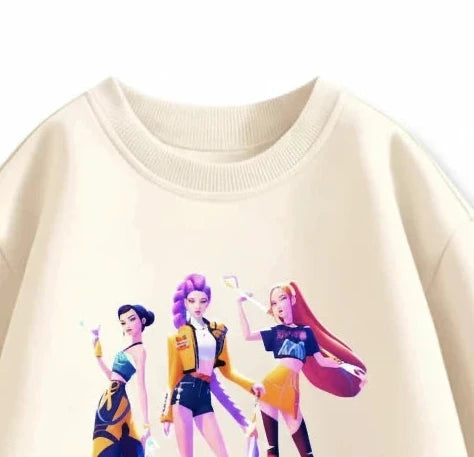 KPop Demon Hunters Huntrix Sweatshirts For Kids Long Sleeved,Round Collar