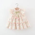 Tulip Rabbit Print Dress with Bow - Kidnor