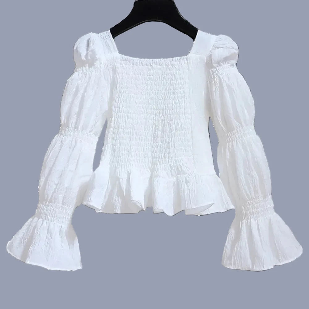 Girls Ruffle Blouse - Long Sleeve Lolita School Shirt
