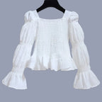 Girls Ruffle Blouse - Long Sleeve Lolita School Shirt