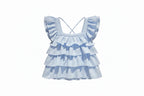 Girls Square Neck Blouse - Flutter Sleeve Summer Top