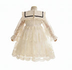 Girls' Sailor Collar Princess Dress - Chiffon Bow Party Dress Ages 4-6
