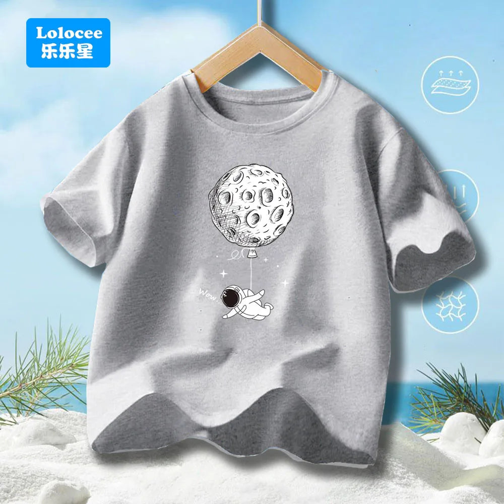 Summer Boys' T-shirt Cotton Casual Funny Astronaut - Kidnor