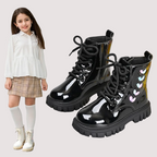 Leather Side Zipper Short Boots - Kidnor