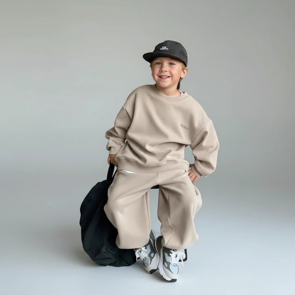 Cotton Hoodie and Pants Two Piece Set Mid-Sized Childrens - Kidnor