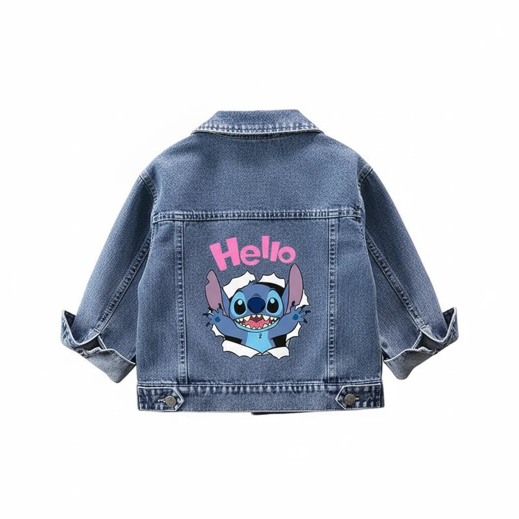 Stitch Denim Jacket Cartoon Jean 2-10Y - Kidnor