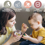 Color Kids 2PCS Stainless Steel Bowl Tableware Set For Baby Feeding Detachable Silicone Food Dish Plate BPA Free Kids Dinnerware