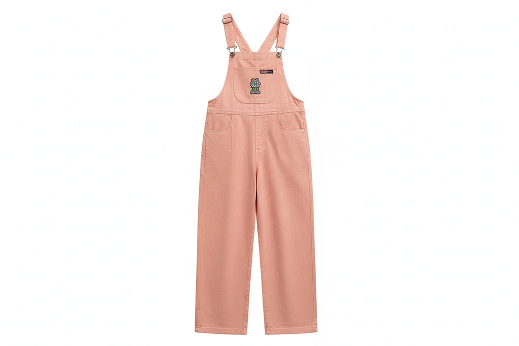 Girls Pink Wide Leg Overall Jumpsuit - Kidnor