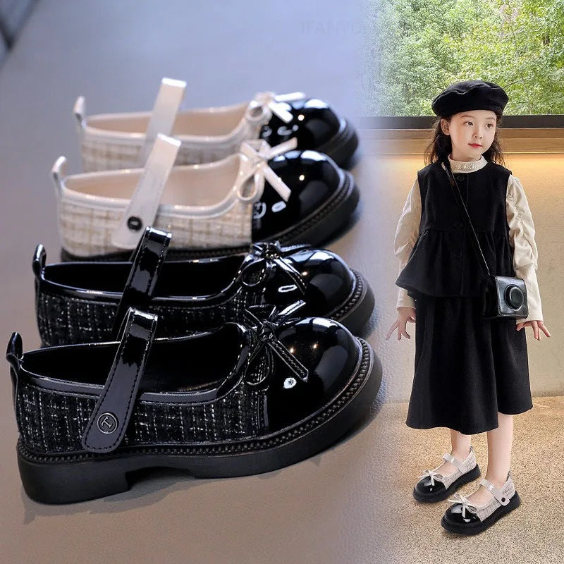 Girls Mary Jane Shoes with Bowknot - Leather Princess Shoes