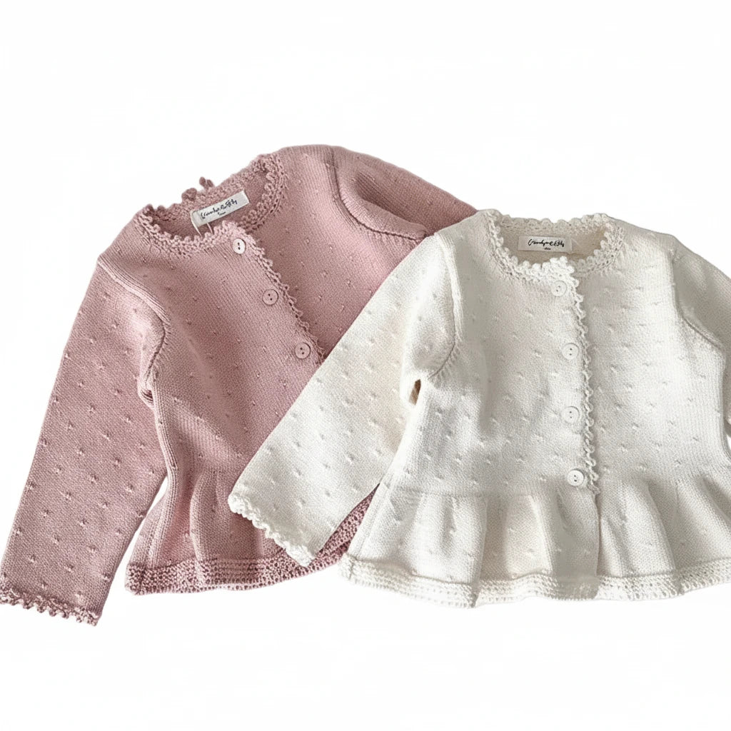 Girls' Knit Cardigan - Solid Color Long Sleeve Coat