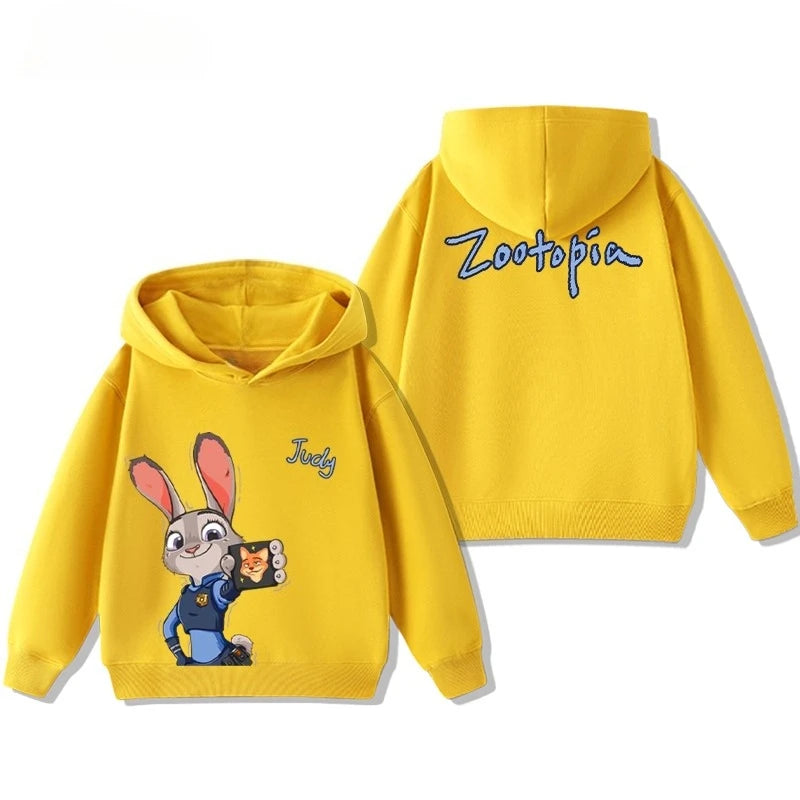 Kids' Zootopia Character Hoodie - Judy & Nick Cartoon Pullover Ages 1-12