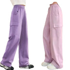 Girls' Cargo Wide Leg Pants - Loose Straight Casual Trousers Ages 7-13