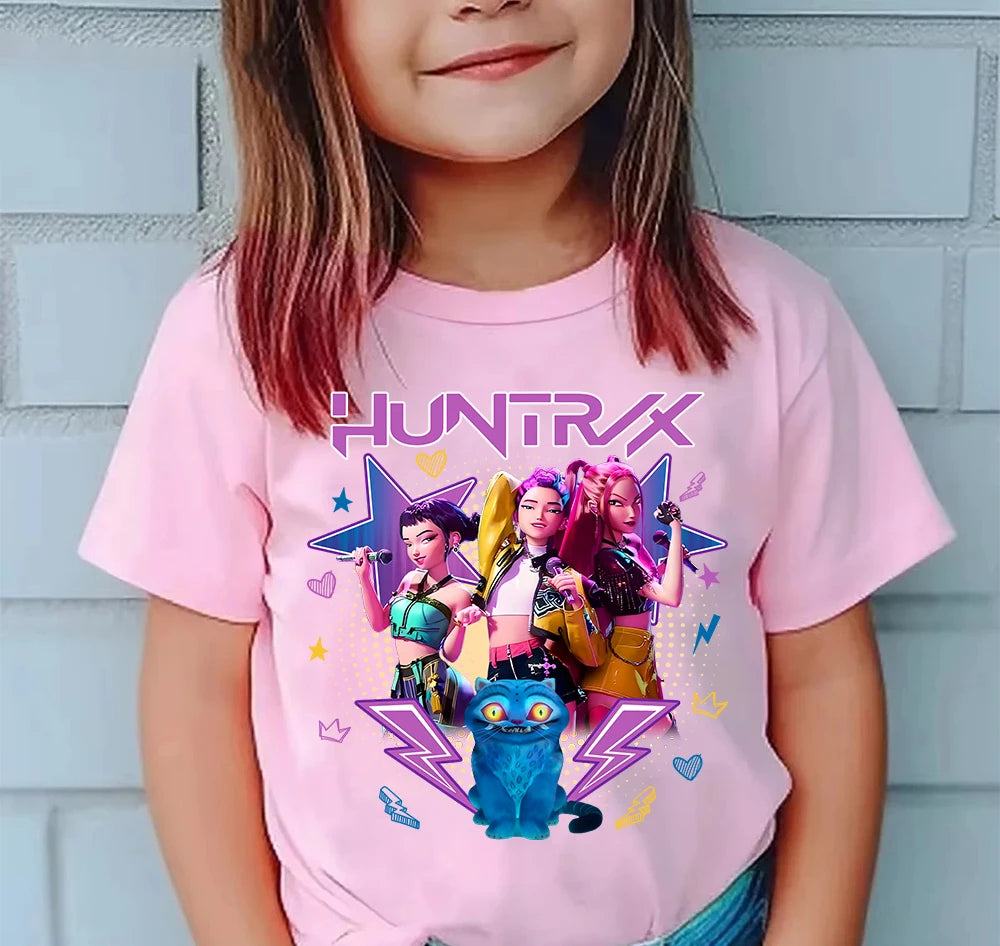 K-pop Girl Group T-Shirt - 100% Cotton Summer Tee for Kids