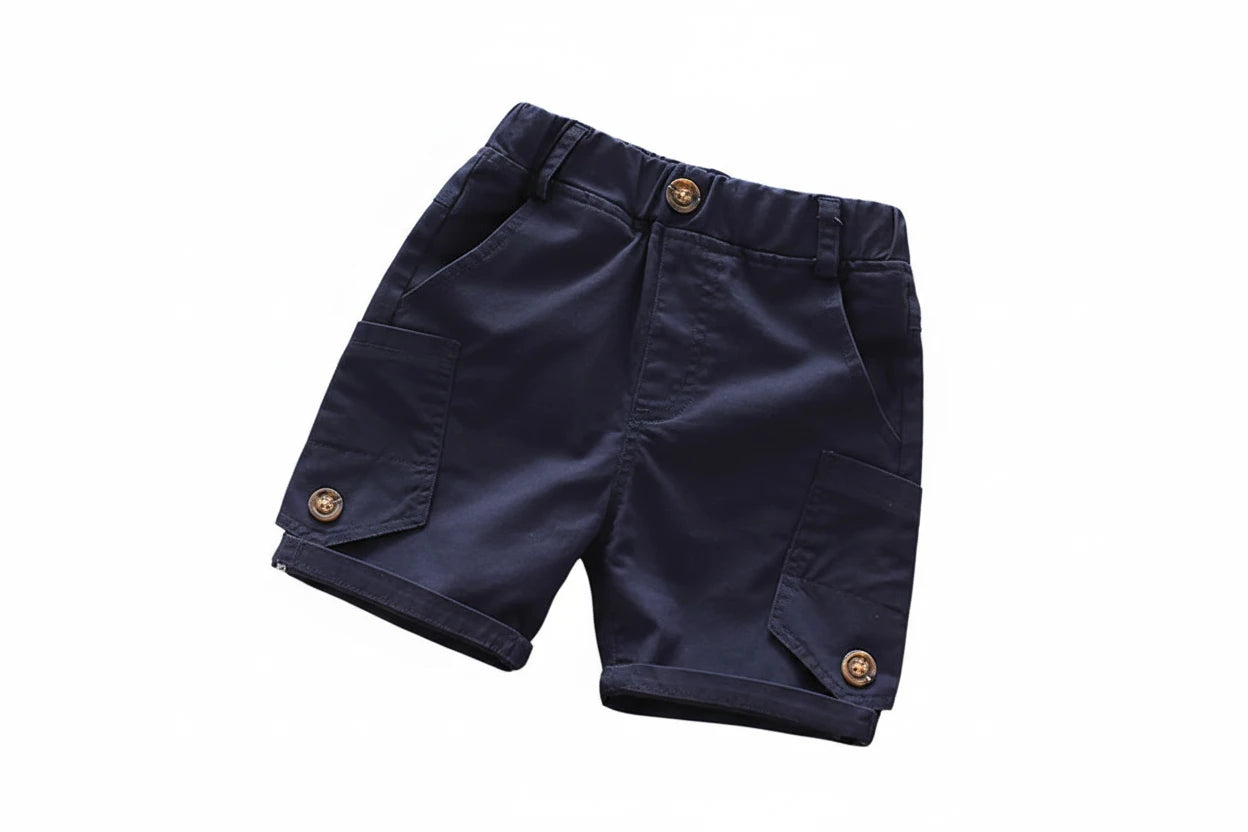 Boys Solid Color Casual Shorts - Kidnor