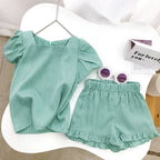 Bear Leader Girls Clothing Sets 2025 Summer Kids Clothes Floral Chiffon Halter+Embroidered Shorts Straw Children Clothing
