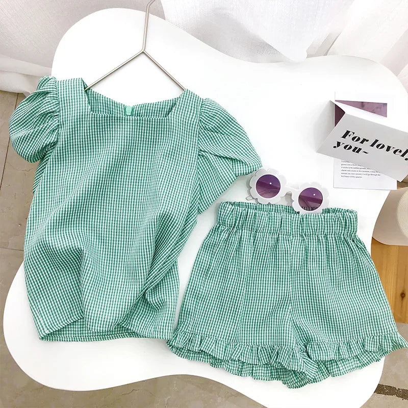 Bear Leader Girls Clothing Sets 2025 Summer Kids Clothes Floral Chiffon Halter+Embroidered Shorts Straw Children Clothing