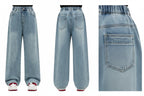 Teen Girls Ripped Jeans - Wide Leg Streetwear Denim