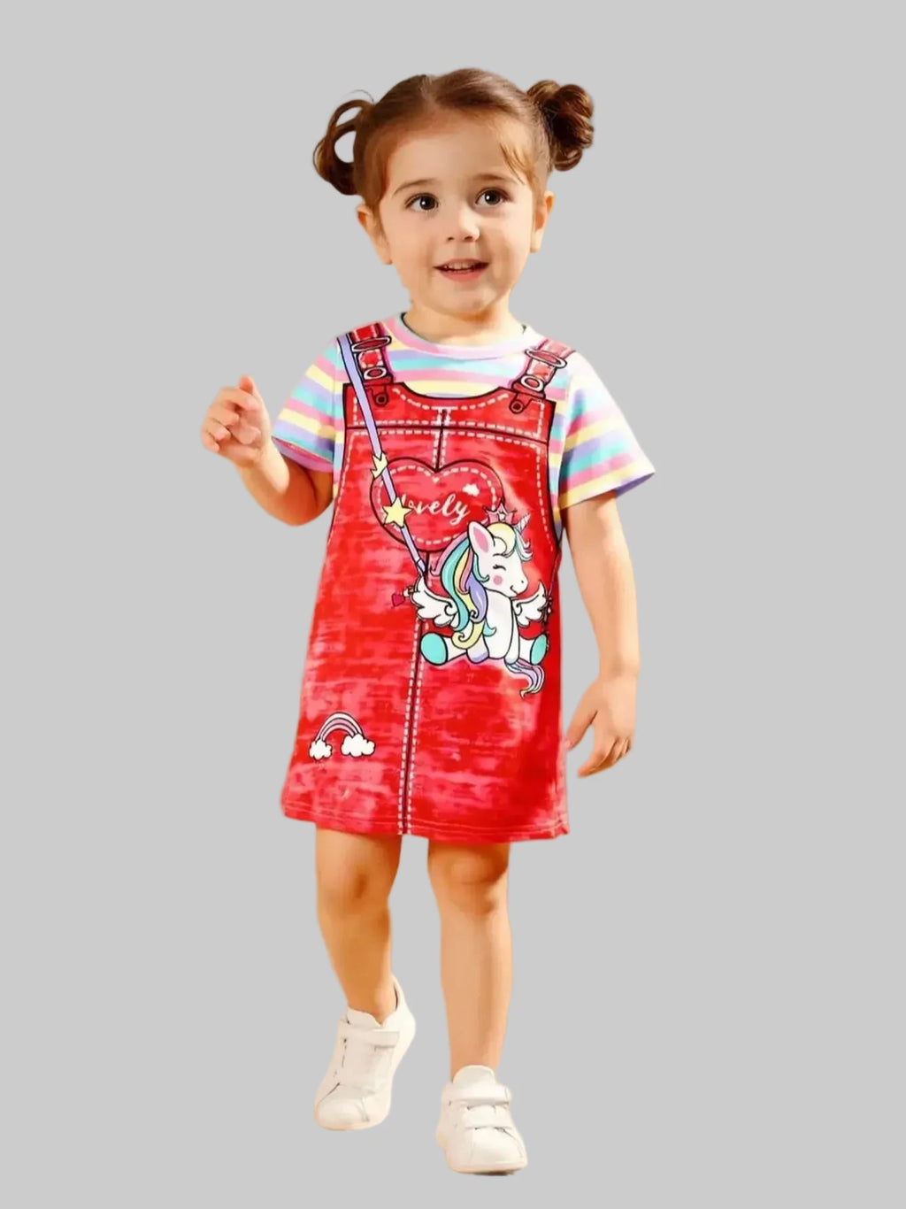 Summer Rainbow Stripes T-shirt Dress - Kidnor