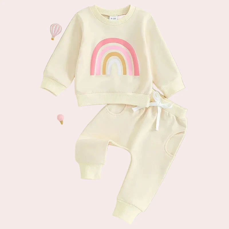 Baby Rainbow Sweater & Pants Set - Oversized Fall Winter Outfit (3M-3Y)