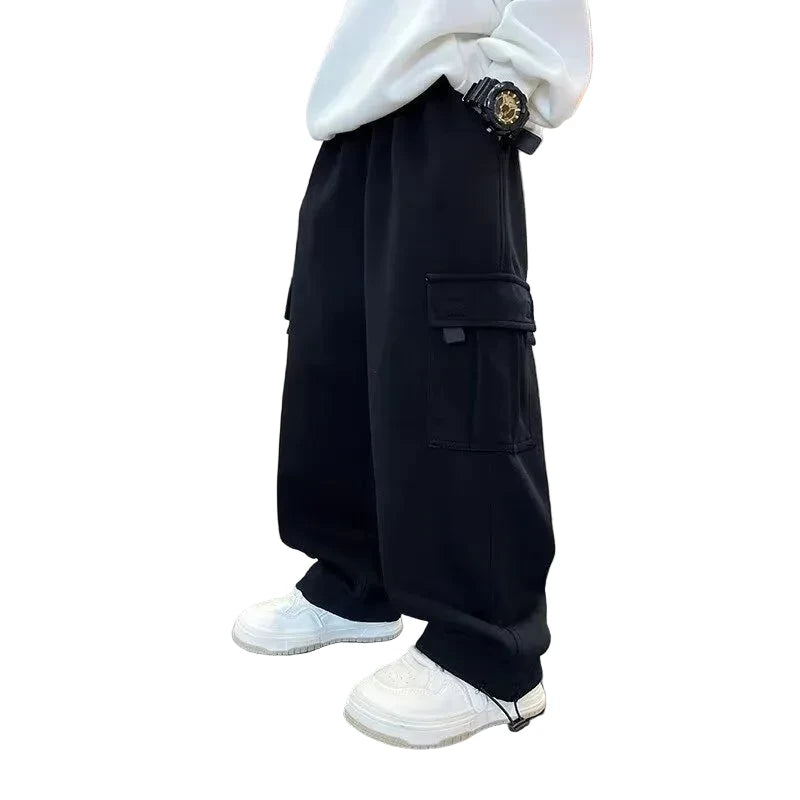 Boys' Casual Sweatpants - Solid Color Trousers Ages 5-14