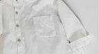 Boys Cotton Shirt Jacket - White Spring  Outwear for Kids