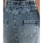 Girls' Wide Leg Butterfly Print Jeans - Elastic Waist Casual Pants