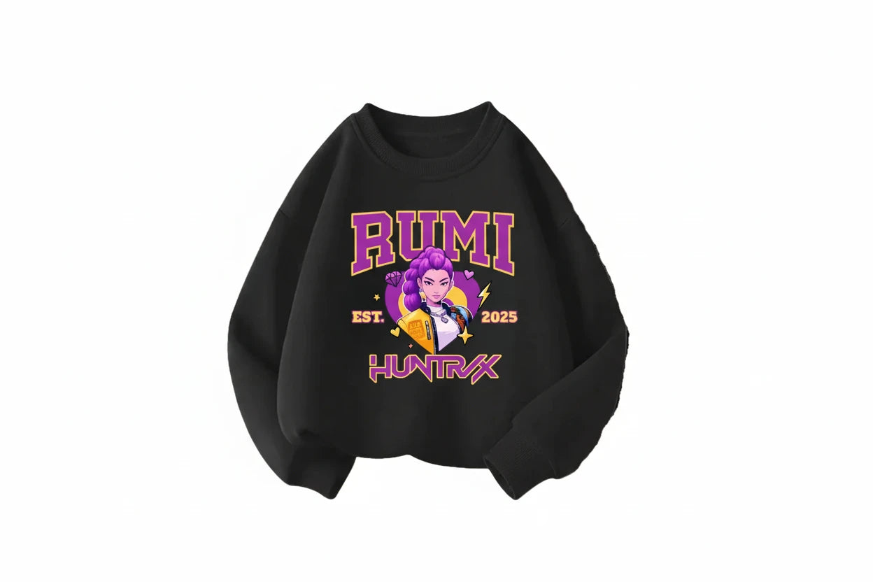 Girls' K-Pop Cartoon Sweatshirt - Long Sleeve Pullover Ages 0-10