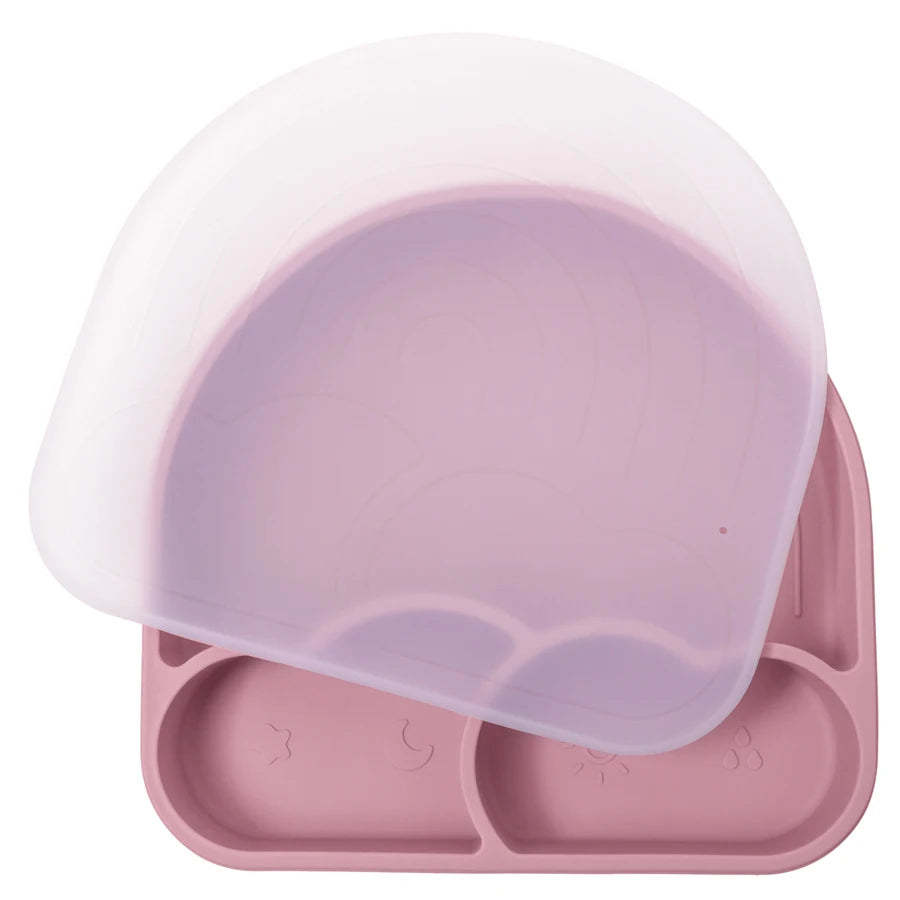 New Design Baby Safe Silicone Dining Plate With Lid Solid Cute Cartoon Children Dishes Suction Toddle Training Tableware